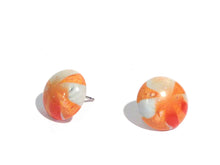 Load image into Gallery viewer, Orange and Grey Sunburst Retro Button Stud Earrings