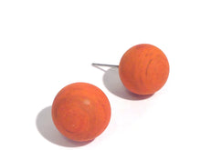 Load image into Gallery viewer, Rust Marbled Matte Orange Ball Stud Earrings