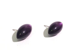 Load image into Gallery viewer, Purple Stud Earrings | Moonglow Deep Purple Pod Posts - vintage lucite oval post earrings