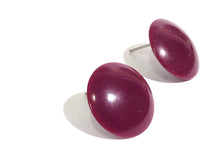 Load image into Gallery viewer, Plum Purple Disc Stud Earrings