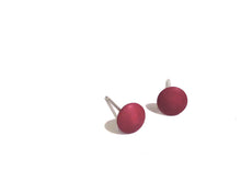 Load image into Gallery viewer, Eggplant Purple Small Disc Stud Earrings