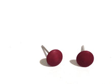 Load image into Gallery viewer, Eggplant Purple Small Disc Stud Earrings