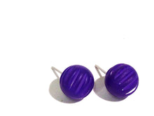 Load image into Gallery viewer, Cobalt Blue Matte Corrugated Ball Stud Earrings