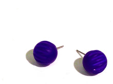Load image into Gallery viewer, Cobalt Blue Matte Corrugated Ball Stud Earrings
