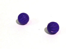 Load image into Gallery viewer, Cobalt Blue Matte Corrugated Ball Stud Earrings