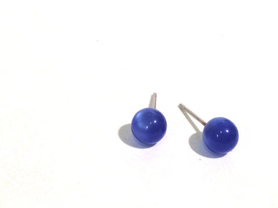 Sapphire Blue Moonglow Dotties - lucite post stud earrings