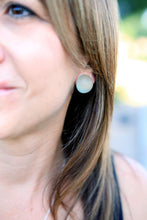 Load image into Gallery viewer, Chartreuse Matte Swirled Retro Button Stud Earrings