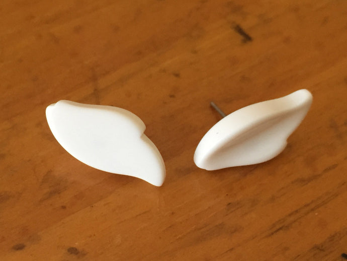 White Feather Stud Earrings