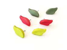 Load image into Gallery viewer, Lime Green Feather Lucite Stud Earrings