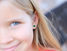 Load image into Gallery viewer, Jade Green Tiny Square Stud Earrings