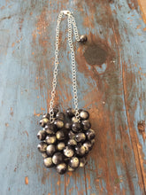 Load image into Gallery viewer, Marbled Cream &amp; Jet Black Cluster Statement Necklace
