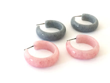 Load image into Gallery viewer, Pink and Gray Granite Hoop Earrings Set - Lucite Post Earrings - Color Story Accessories Palette