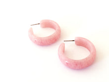 Load image into Gallery viewer, Pink and Gray Granite Hoop Earrings Set - Lucite Post Earrings - Color Story Accessories Palette