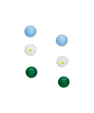 Load image into Gallery viewer, White Daisy Green &amp; Turquoise Tiny Studs Earrings Set
