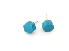 Load image into Gallery viewer, Deco Daisies Flower Stud Earring Set - Lucite Post Earrings - Green Orange and Turquoise