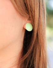 Load image into Gallery viewer, Mustard Yellow &amp; Cream Striped Disc Stud Earrings