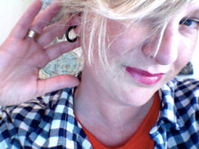 Load image into Gallery viewer, Black Skinny Vintage Lucite Tube Hoop Earrings