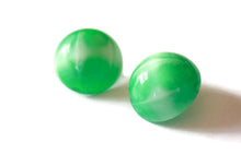 Load image into Gallery viewer, Kelly Green Marbled Striped Moonglow Retro Button Stud Earrings