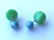 Load image into Gallery viewer, Turquoise &amp; Green Moonglow 2 Sided Stud Earrings