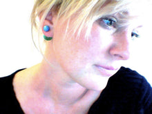 Load image into Gallery viewer, Turquoise &amp; Green Moonglow 2 Sided Stud Earrings