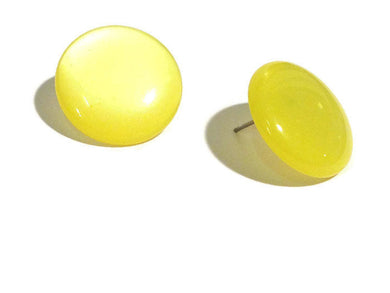 Yellow Moonglow Beveled Disc Stud Earrings