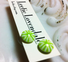 Load image into Gallery viewer, Lime Green Starburst Disc Stud Earrings
