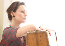 Load image into Gallery viewer, Peach Marbled Disc Stud Earrings