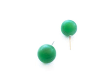 Load image into Gallery viewer, Bottle Green Frosted Lucite Ball Stud Earrings