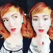 Load image into Gallery viewer, Teal Blue Marbled Retro Button Stud Earrings