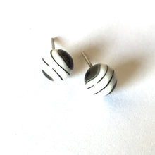 Load image into Gallery viewer, Black and White Marbled 8mm Stud Earrings