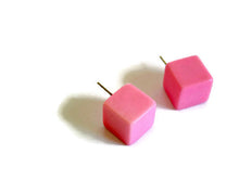 Load image into Gallery viewer, Rose Pink Jumbo Cube Stud Earrings