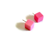 Load image into Gallery viewer, Rose Pink Jumbo Cube Stud Earrings