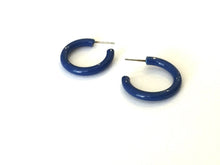 Load image into Gallery viewer, Dark Aqua Blue Skinny Tube Hoop Earrings