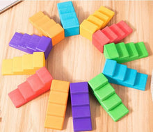 Load image into Gallery viewer, **Pre-order (Ships in 2-3 Weeks)**12-Piece Stained Stepped Roof Building Block Set — Primary Rainbow Colors
