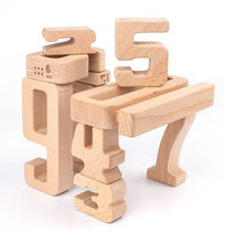 Load image into Gallery viewer, 32 Pcs Wooden Math Number Building Blocks Set with Tray