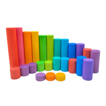 Load image into Gallery viewer, 25 Pcs STAINED Large Building Rollers Rainbow with Storage Tray