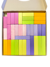 Load image into Gallery viewer, **Pre-order (Ships in 2-3 Weeks)**100 Pcs STAINED Large Stepped Pyramid Wooden Stacking Building Blocks in Pastel/Macaron Colors