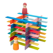 Load image into Gallery viewer, **Pre-order (Ships in 1-2 Weeks)**120-Piece Stained Wooden Leonardo Building Sticks – Da Vinci’s Bridge STEM Set