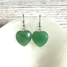 Load image into Gallery viewer, Green Aventurine Lucky Heart Earrings