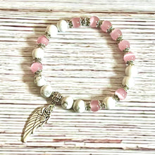 Load image into Gallery viewer, &quot;Guardian Angel&quot; Pink Cat Eye &amp; White Turquoise Bracelet