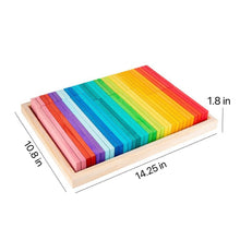 Load image into Gallery viewer, **Pre-order (Ships in 2-3 Weeks)**64 PCS STAINED Large Wooden Rainbow Building Slats with Storage Tray