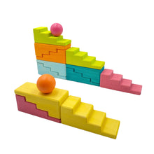 Load image into Gallery viewer, 12-Piece Stained Stepped Roof Building Block Set — Pastel / Macaron Colors