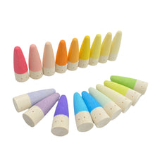 Load image into Gallery viewer, 18 Pcs STAINED Wooden Stick Gnomes Set