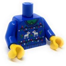 Load image into Gallery viewer, Custom Ugly Blue Christmas Reindeer Sweater Printed Torso made using LEGO parts