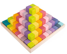 Load image into Gallery viewer, **Pre-order (Ships in 2-3 Weeks)**100 Pcs STAINED Large Stepped Pyramid Wooden Stacking Building Blocks in Pastel/Macaron Colors