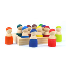 Load image into Gallery viewer, 12-Piece Little Peg Doll Set with Tray — Primary Colors