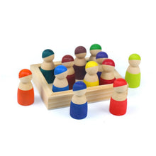 Load image into Gallery viewer, 12-Piece Little Peg Doll Set with Tray — Primary Colors