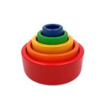 Load image into Gallery viewer, 5 Pcs Wooden Stacking Nesting Cup Bowl Set in Primary Rainbow Color