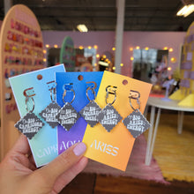 Load image into Gallery viewer, Grey Zodiac Engraved Earrings