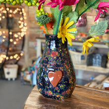 Load image into Gallery viewer, Calliope Heart Vase - Black Sprinkles